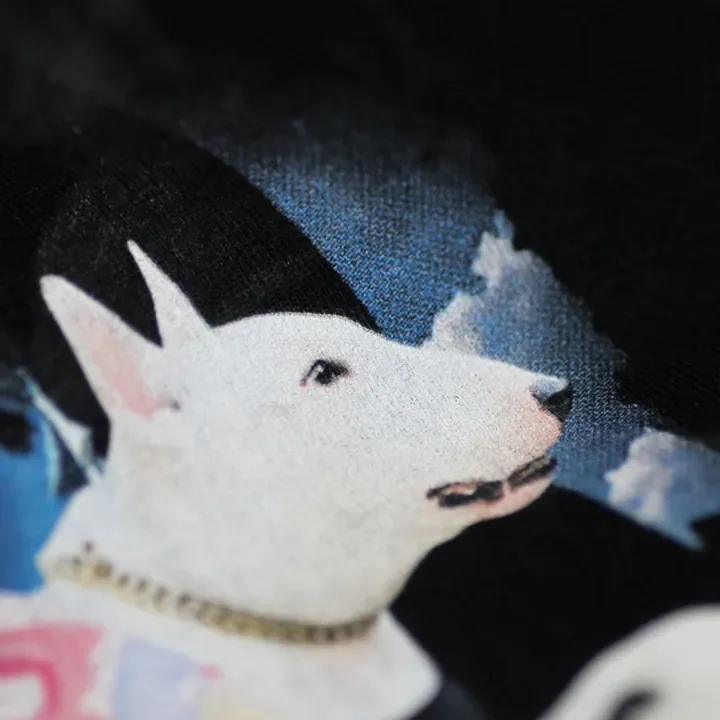 ตัวอย่างรายละเอียดงานสกรีน DTG บนเสื้อสีดำจาก Cottonora DTG