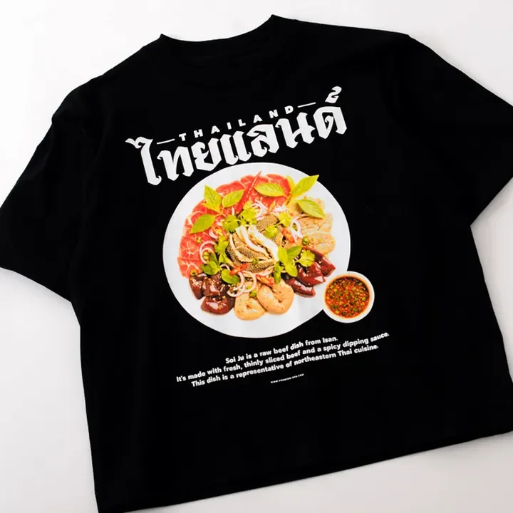 ตัวอย่างรายละเอียดงานสกรีน DTG บนเสื้อสีดำจาก Cottonora DTG