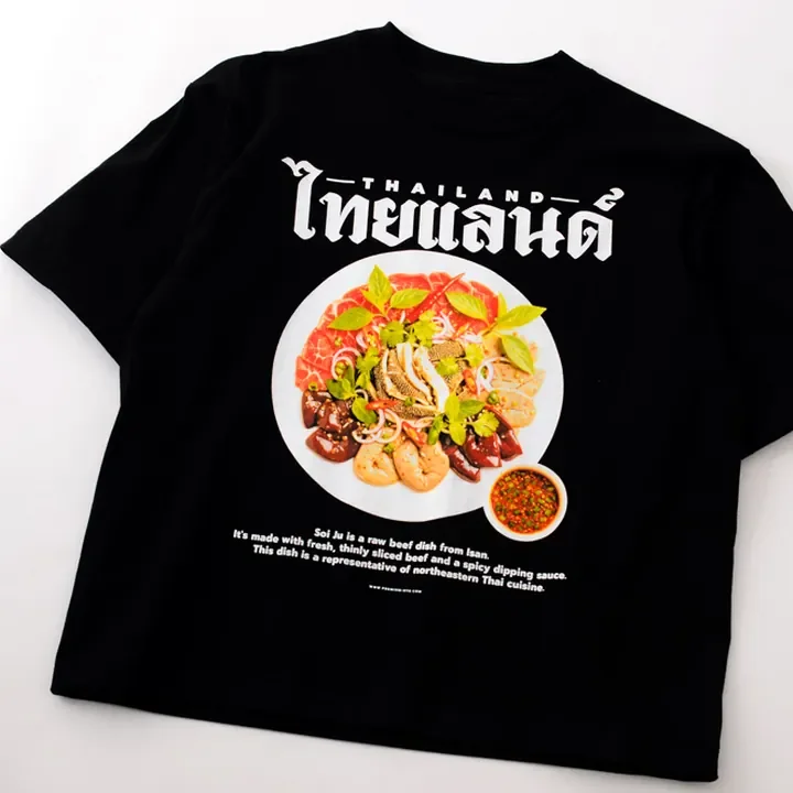 ตัวอย่างรายละเอียดงานสกรีน DTG บนเสื้อสีดำจาก Cottonora DTG