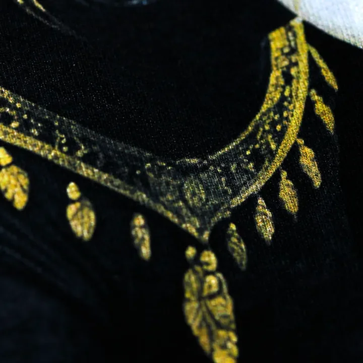 ตัวอย่างรายละเอียดงานสกรีน DTG บนเสื้อสีดำจาก Cottonora DTG