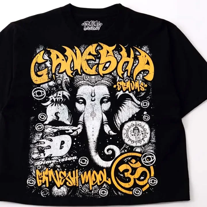 ตัวอย่างรายละเอียดงานสกรีน DTG บนเสื้อสีดำจาก Cottonora DTG